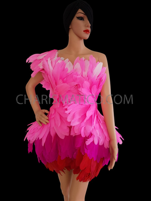 pink feather dress